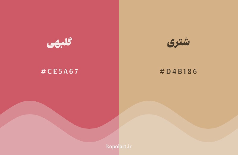 نمایش هارمونی رنگ گلبهی در کنار رنگ همسایه آن شتری