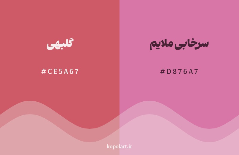 نمایش هارمونی رنگ گلبهی در کنار رنگ همسایه آن سرخابی ملایم