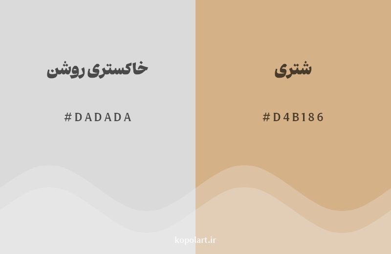 نمایش هارمونی رنگ خاکستری روشن در کنار رنگ همسایه آن شتری