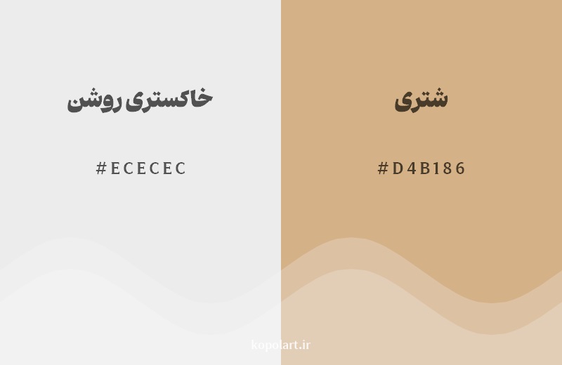 نمایش هارمونی رنگ خاکستری روشن در کنار رنگ همسایه آن شتری