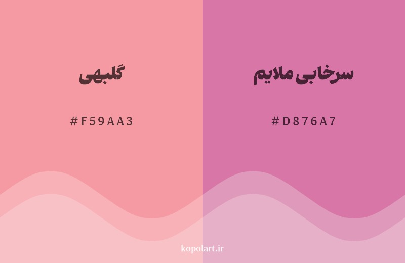 نمایش هارمونی رنگ گلبهی در کنار رنگ همسایه آن سرخابی ملایم