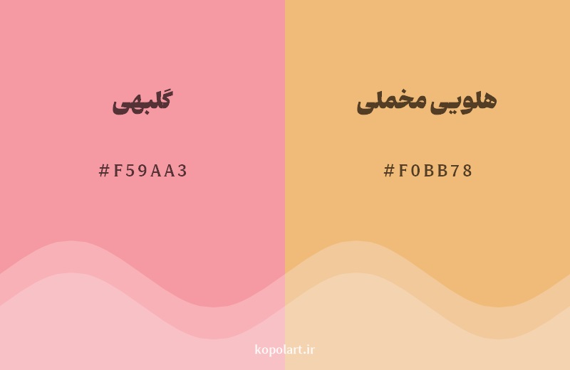 نمایش هارمونی رنگ گلبهی در کنار رنگ همسایه آن هلویی مخملی