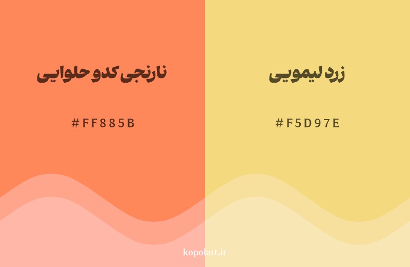 نمایش هارمونی رنگ نارنجی کدو حلوایی در کنار رنگ همسایه آن زرد لیمویی