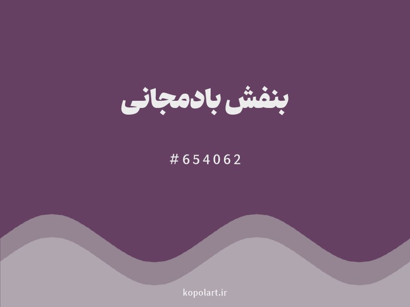 رنگ بنفش بادمجانی با کد هگزادسیمال 654062 و نام لاتین Aubergine Purple Color