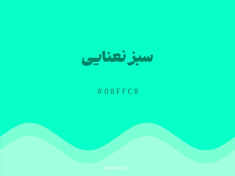 رنگ سبز نعنایی با کد هگزادسیمال 08FFC8 و نام لاتین Mint Green Color