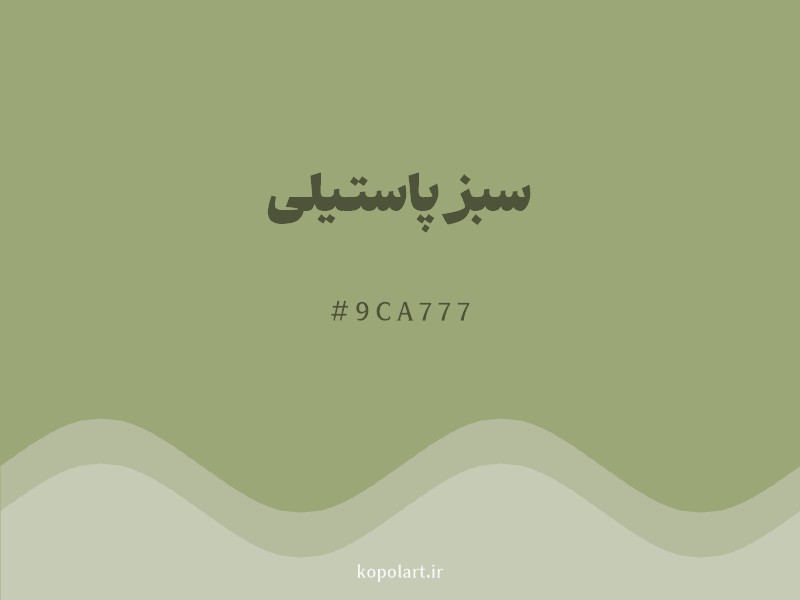 رنگ سبز پاستیلی با کد هگزادسیمال 9CA777 و نام لاتین Pastel Green Color