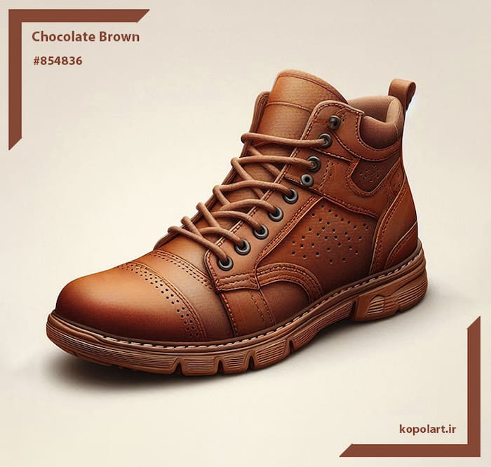 کفش چرمی زیبا با رنگ قهوه‌ای کاکائویی