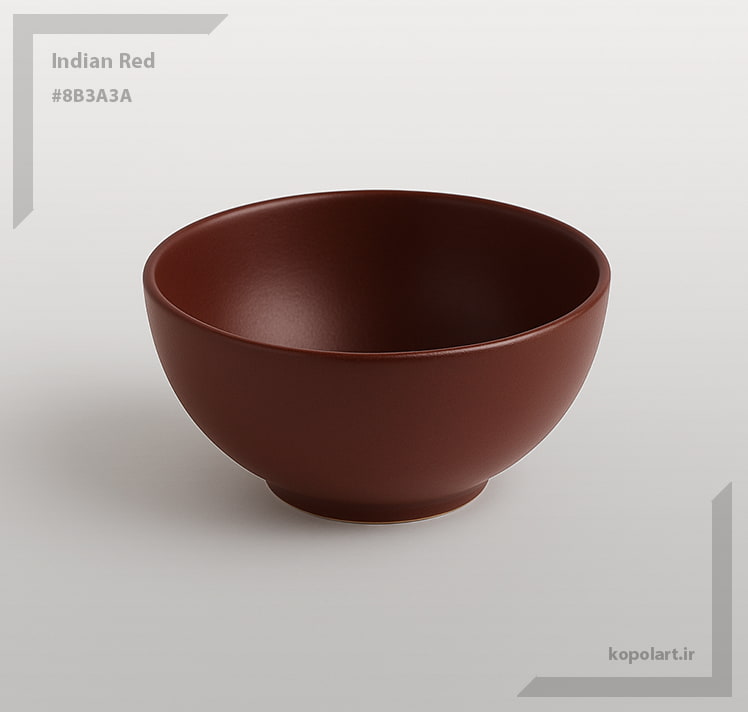 کاسه سفالی با رنگ قرمز جگری تیره (قرمز هندی)