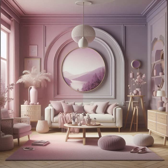 عکس اتاق خواب خیالی با تم رنگ بنفش یاسی