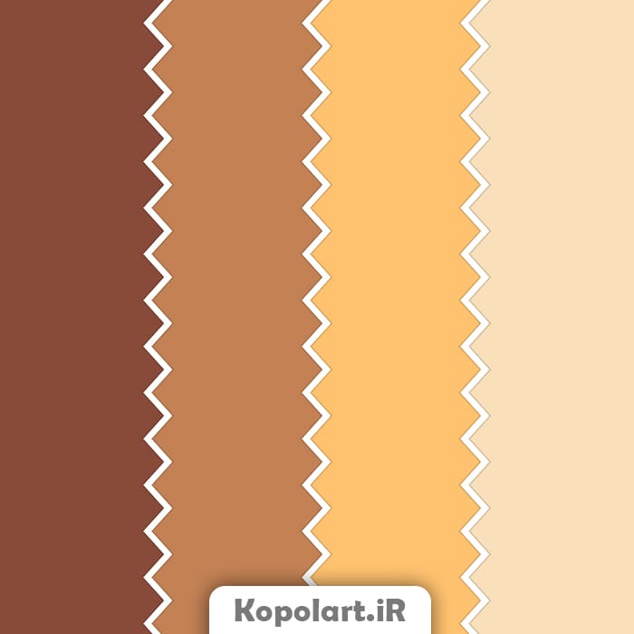 پالت رنگ قهوه ای شکلاتی، کهربایی، کرمی و بادامی به همراه روانشناسی رنگ و کدها