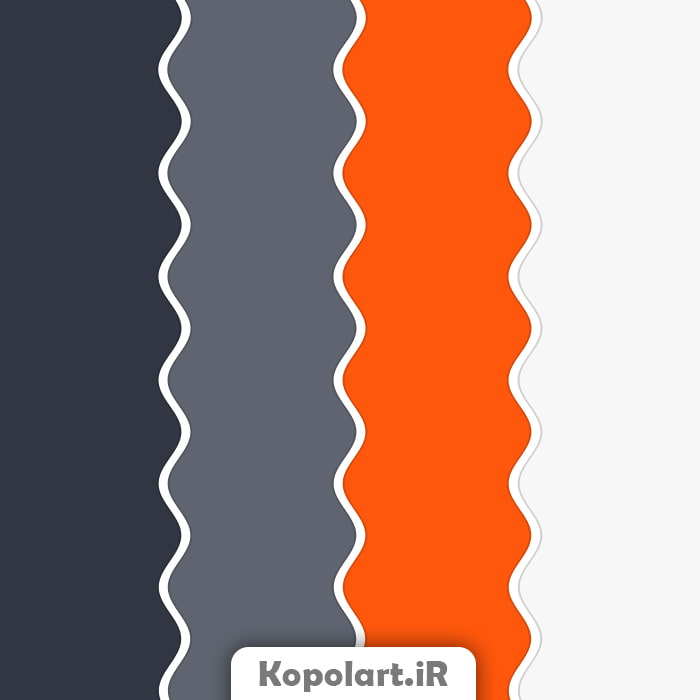 پالت رنگ طوسی، ذغالی و نارنجی قرمز به همراه روانشناسی رنگ و کدها(Rgb, Cmyk, Hex)