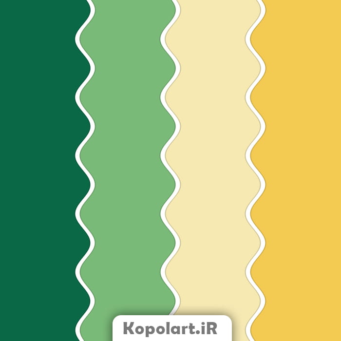 پالت رنگ بهاری زرد خردلی و سبز زمردی به همراه روانشناسی رنگها و کدها(Rgb, Cmyk, Hex)