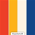 پالت رنگ پاییزی قرمز اسکارلت (سرخ فام)، آبی دریایی تیره، طلایی روشن و عاجی