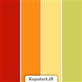 پالت رنگ قرمز وینستونی، نارنجی، زرد کم رنگ و سبز پسته ای، به همراه روانشناسی رنگ و کد