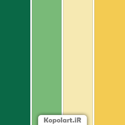 پالت رنگ بهاری زرد خردلی و سبز زمردی، به همراه روانشناسی رنگها و کدها(Rgb, Cmyk, Hex)