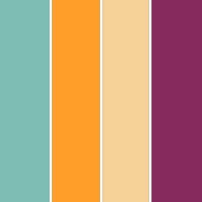 پالت رنگ سبز دودی، نارنجی و بنفش مخملی، روانشناسی رنگ + کدهای رنگی