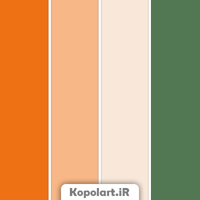 پالت رنگ سبز لجنی، نارنجی و هلویی(پالت رنگ پاییزی) به همراه روانشناسی رنگ و کدها(Rgb,Cmyk,Hex)