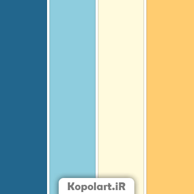 پالت رنگ آبی درباری، خردلی، آبی آسمانی و زرد نباتی، روانشناسی رنگ + کدها