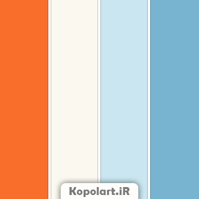 پالت رنگ آبی کبریتی، آبی آسمانی، نارنجی پرتقالی و سفید استخوانی، به همراه روانشناسی رنگ‌ها و کدها(Rgb, Cmyk, Hex)