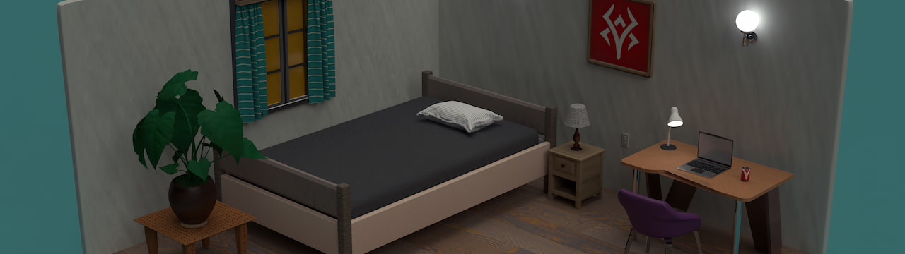 رندر سه‌بعدی یک خانه فانتزی با جزئیات بالا در نرم افزار ادوبی دیمنشن