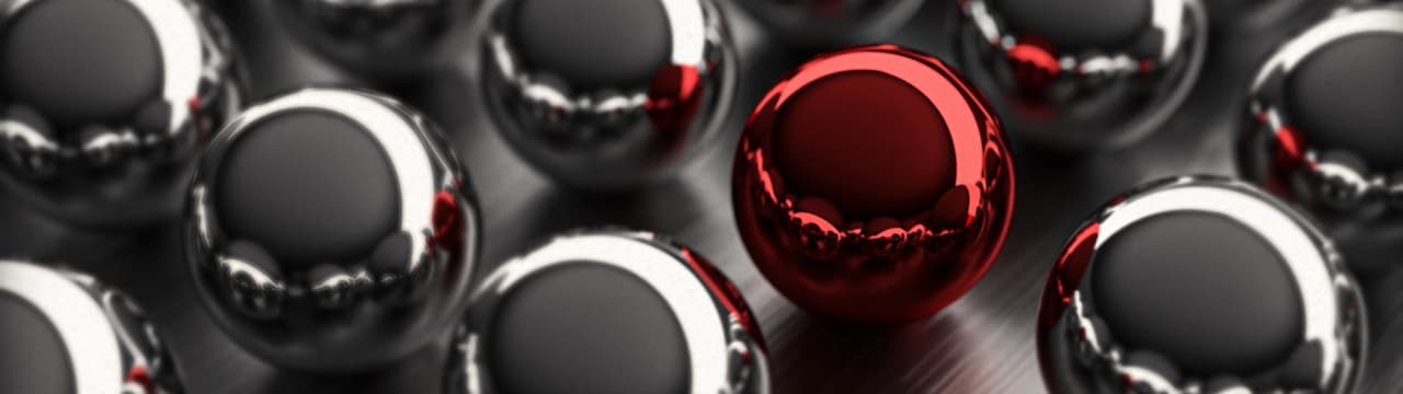 والپیپر خفن سه بعدی گوی قرمز با متریال فلز، تم دارک و کیفیت 4K، برای موبایل و کامپیوتر