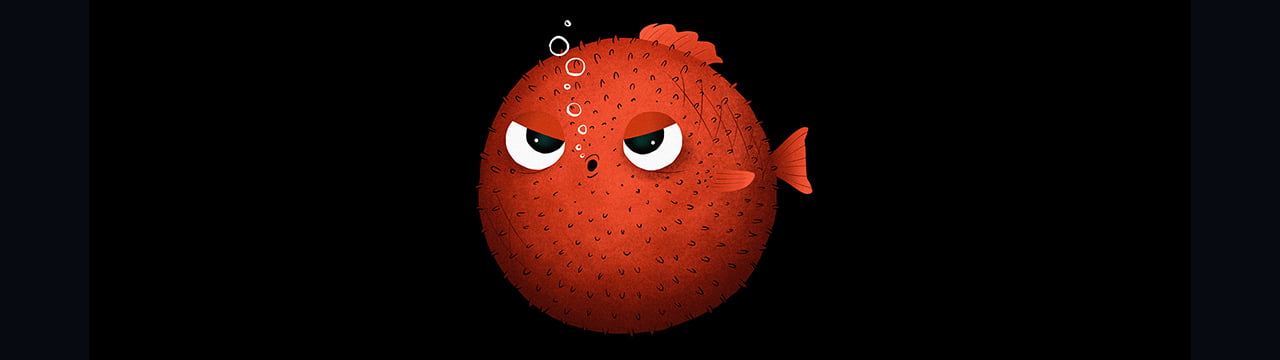 والپیپر کیوت و بامزه ماهی بادکنکی قرمز با تم کارتونی و دارک به همراه عکس پروفایل با کیفیت Full HD