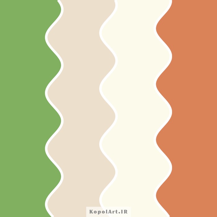 پالت رنگ ترند سبز ماچا، نارنجی مسی، سفید شیری و خاکی روشن