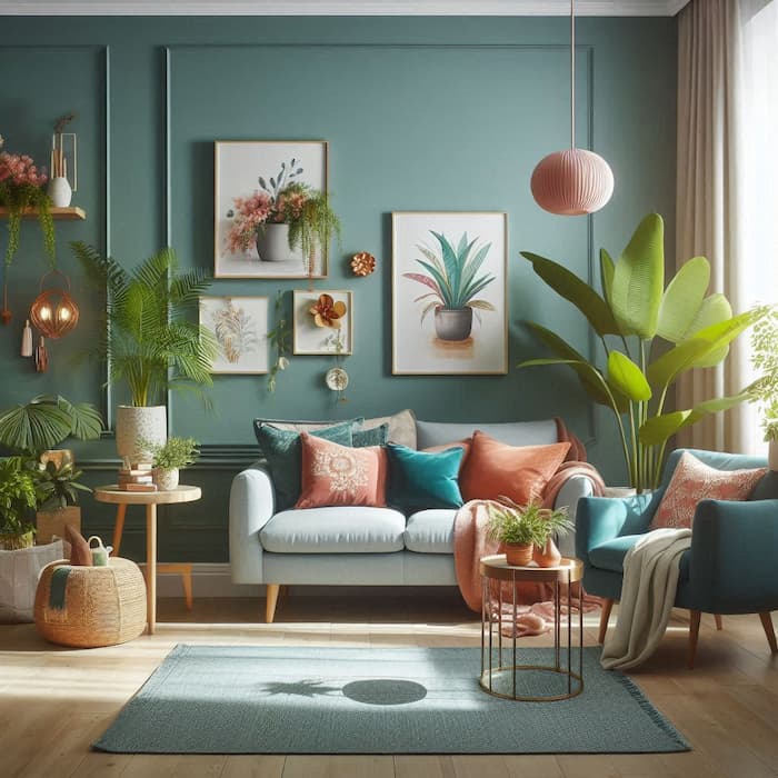 عکس خانهای فرضی با رنگ دیوار به رنگ آبی درباری، ساخته شده با هوش مصنوعی