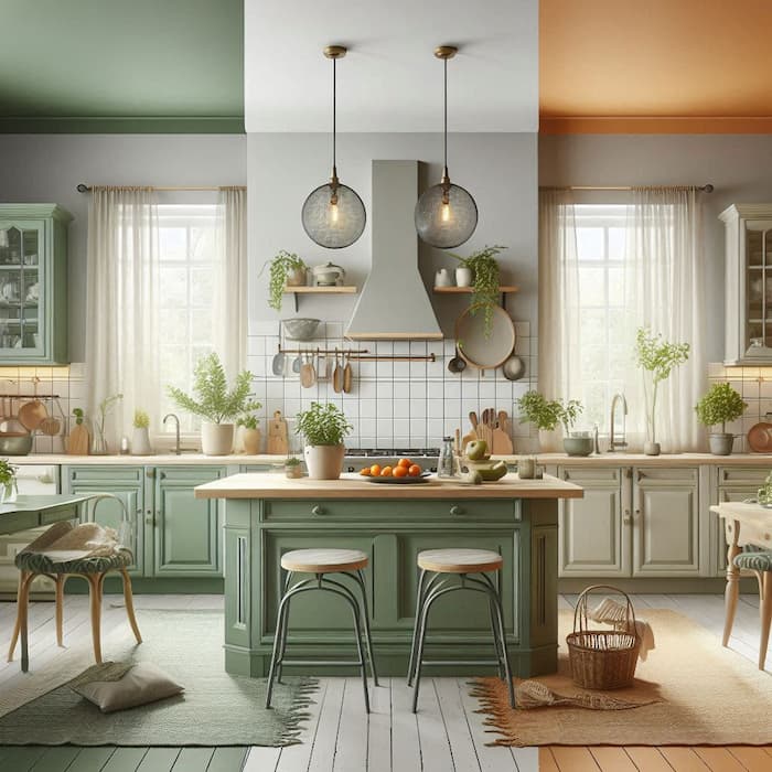 عکس خیالی تولید شده با هوش مصنوعی bing با پالت رنگ سبز مغز پسته‌ای و نارنجی