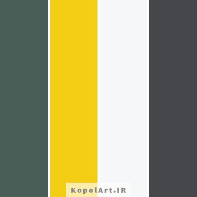 پالت رنگ سبز کله غازی، زرد کهربایی و خاکستری