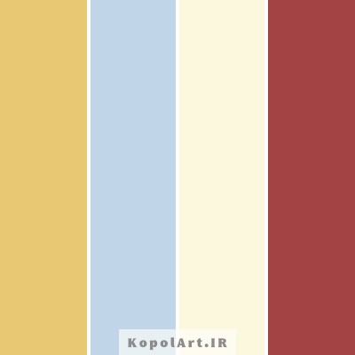 پالت رنگ آبی پاستیلی، خردلی تیره و قهوه‌ای