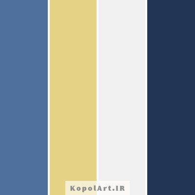 پالت رنگ آبی نیلی، سرمه‌ای، سفید تیتانیومی و زرد لیمویی