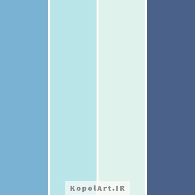 پالت رنگ سرد زمستانی آبی کدر، نیلی متالیک، نیلی محو و آبی کبریتی روشن