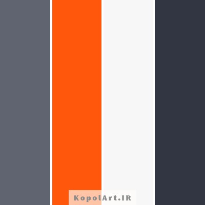پالت رنگ طوسی، ذغالی و نارنجی قرمز