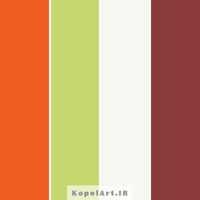 پالت رنگ جگری، سبز فسفری، نارنجی و سفید تیتانیومی