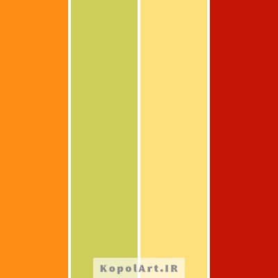پالت رنگ پاییزی قرمز وینستونی، نارنجی و سبز پسته ای