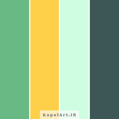 پالت رنگ سبز خزه ای، سبز نعنایی تیره و زرد