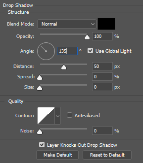 تنظیمات Drop Shadow در فتوشاپ