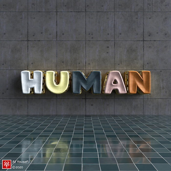 تایپوگرافی Human با ترکیب رنگ‌های مختلف