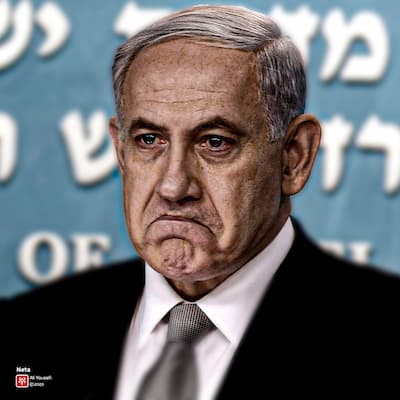 عکس پرتره گرافیکی از چهره بنیامین نتانیاهو