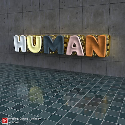تایپوگرافی Human با ترکیب رنگ‌های مختلف