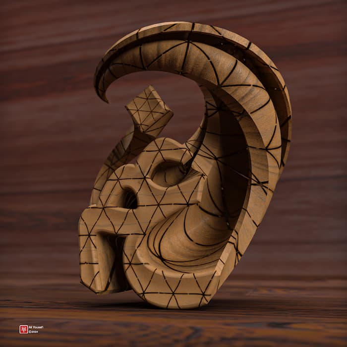 تایپوگرافی سه‌بعدی فارسی شعر به تو حاصلی ندارد غم روزگار گفتن از سعدی | رندر سه‌بعدی ادوبی دیمنشن