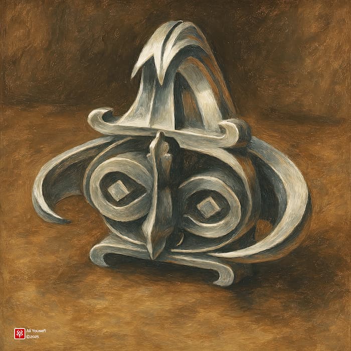 تایپوگرافی فارسی سه بعدی شعر از ماست که بر ماست از ناصر خسرو با تم نقاشی