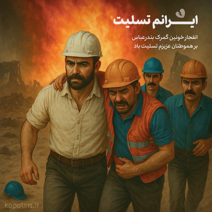 طرح گرافیکی خلاقانه تسلیت حادثه انفجار بندر شهید رجایی بندرعباس با کمک از ChatGPT