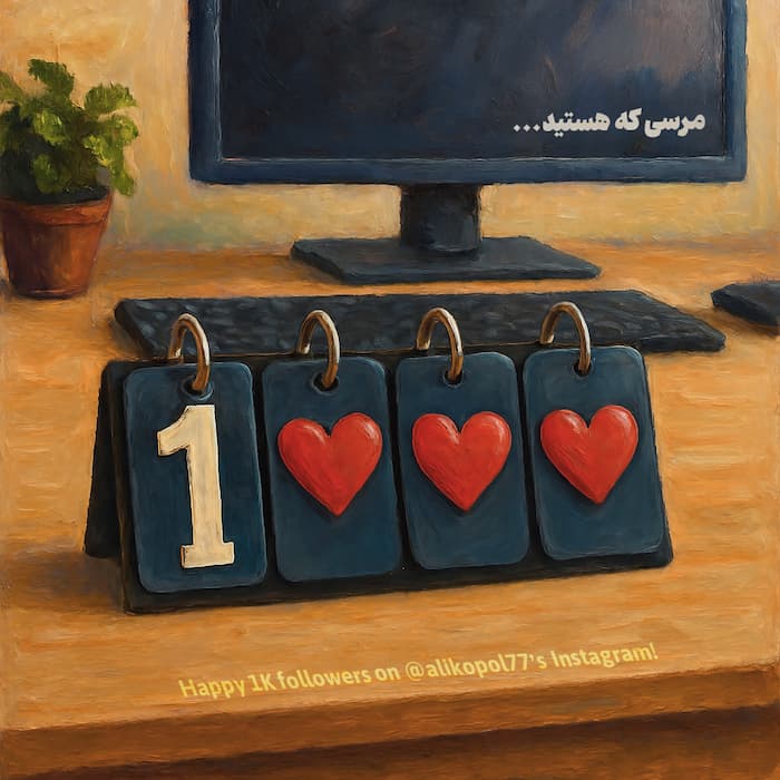 طرح گرافیکی جذاب هزارتایی شدن فالوورها در اینستاگرام با تم نقاشی و قلب‌های قرمز