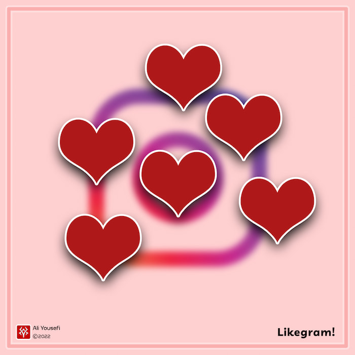 طرح گرافیکی گسترش قابلیت کلیشه‌ای لایک کردن در تمام اینستاگرام!