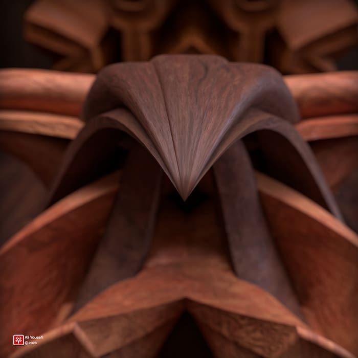 تایپوگرافی مذهبی سه بعدی آیه لا اکراه فی الدین | متریال چوب - نمای بالا