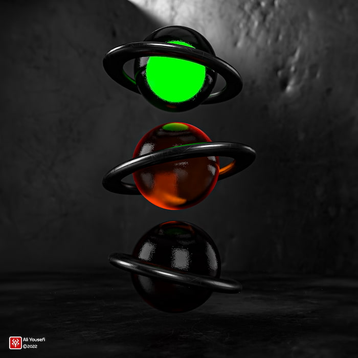 طرح خلاقانه چراغ راهنمایی رندر شده در ادوبی دیمنشن