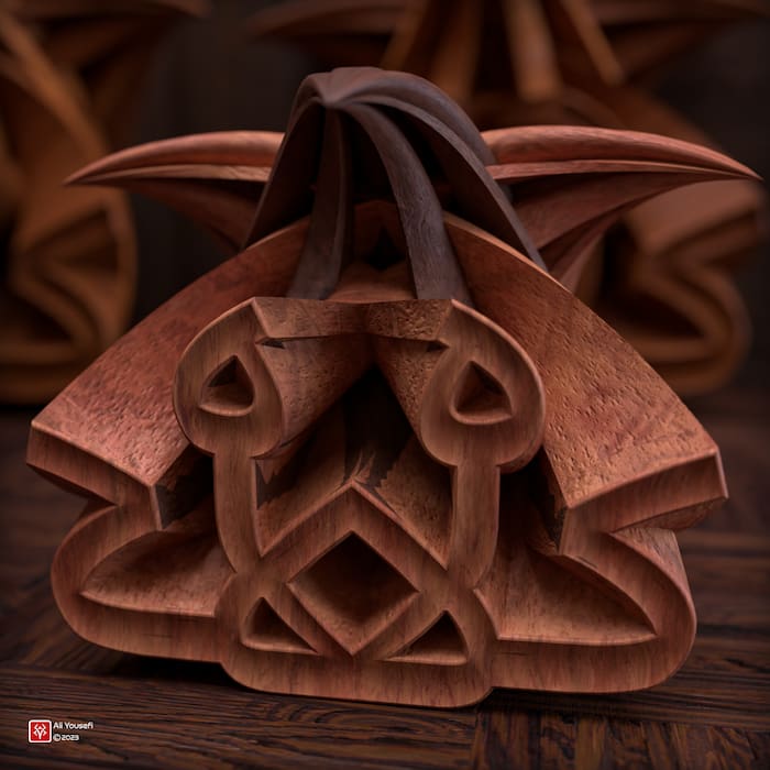 تایپوگرافی مذهبی سه بعدی آیه لا اکراه فی الدین | متریال چوب - نمای کلی