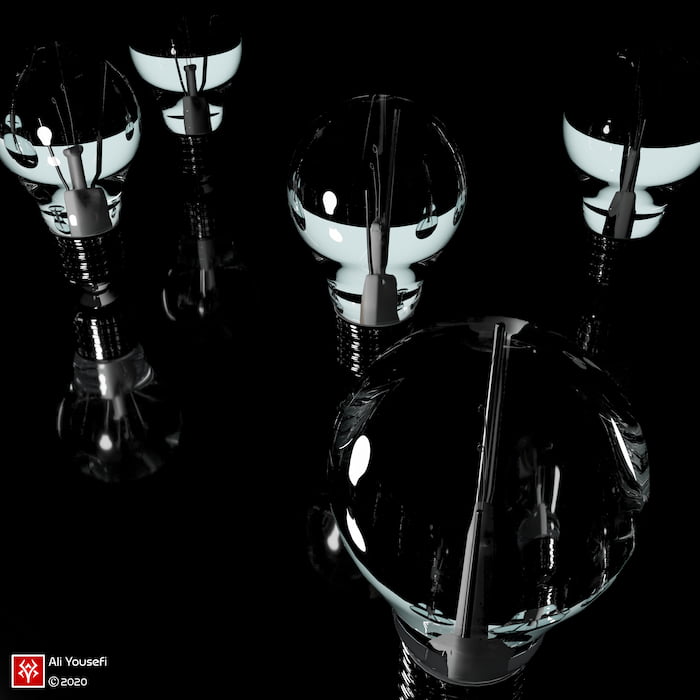 رندر سه بعدی خلاقانه لامپ در ادوبی دیمنشن